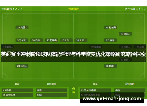 英超赛季冲刺阶段球队体能管理与科学恢复优化策略研究路径探索